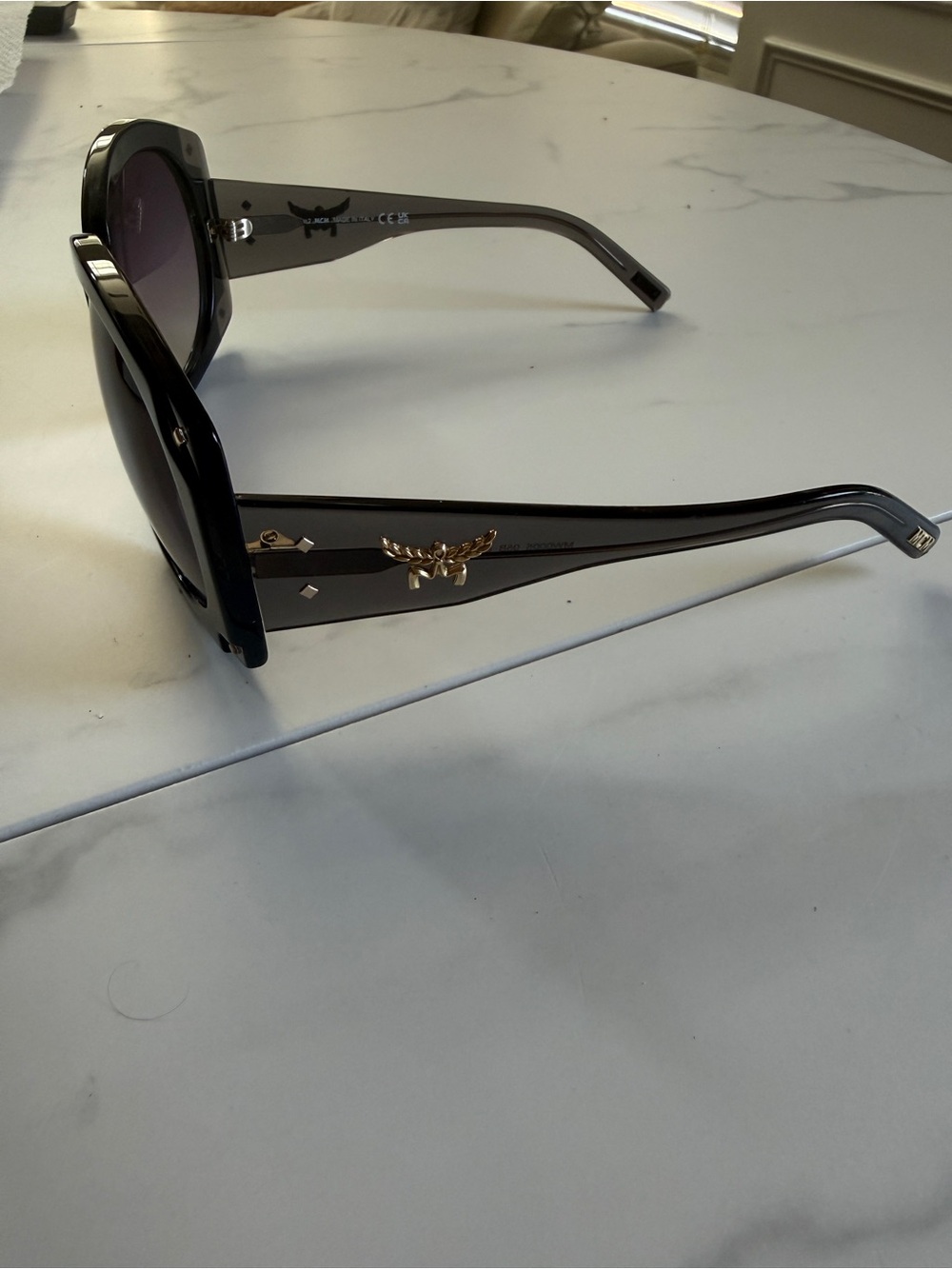 Authentic MCM Women's Black Gradient Sunglasses with Gold Accent